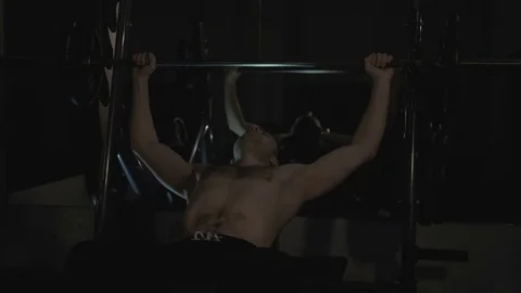A young man is training. Training in the gym Stock Footage 84754787