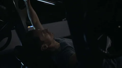 A young man is training. Training in the gym Stock Footage 84756944