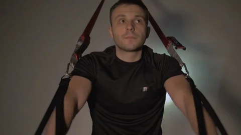 A young man is training. Training in the gym Stock Footage 84758207