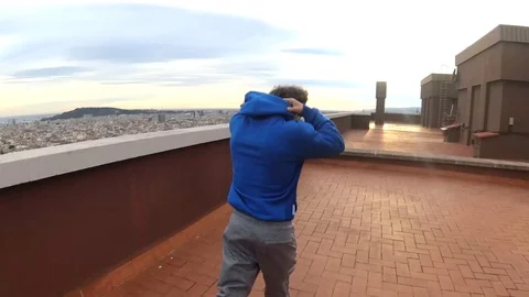 Young Man trains Boxing Stock Footage 120696966