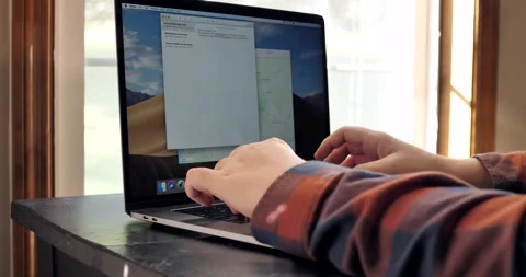Young man types on laptop. Stock Footage 141231349