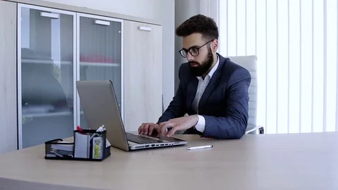 Young Man Typing And Smiling Video stock 76326960