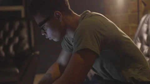 Young Man Typing on Computer Video stock 208710613