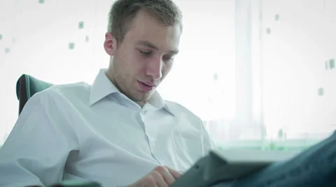 Young Man Is Typing On The PC Video stock 36197526