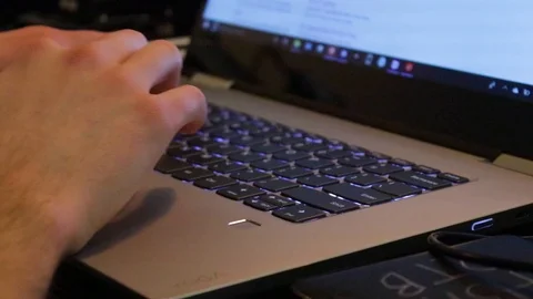 Young Man Typing Windows Laptop Video stock 99427300