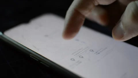 Young man use internet google gps app on his smartphone. phone gps technology Video stock 172283949