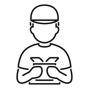Young man user texting on mobile phone icon Stock Illustration
