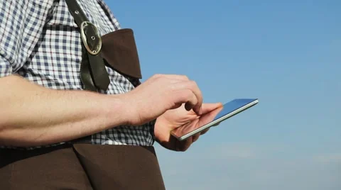 Young man uses a digital tablet. Stock Footage 63198168