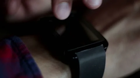A Young Man Uses a Smart Watches Stock Footage 67280010