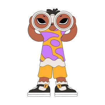 Young man using binoculars. Good for job postings and flyers. Stock Illustration