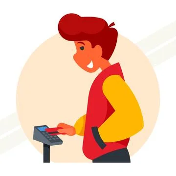 Young-man-using-contactless-payment Illustrazione stock