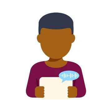Young man using digital tablet with voice message concept Stock Illustration