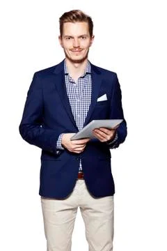 Young man using digital tablet Photos