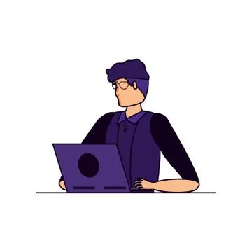Young man using laptop computer Stock Illustration