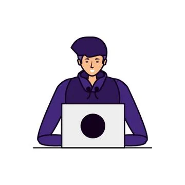 Young man using laptop computer Stock Illustration