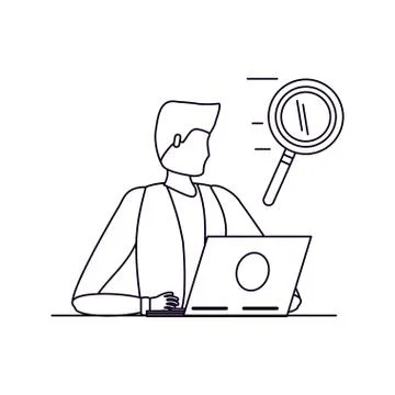 Young man using laptop computer イラスト素材