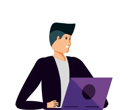 Young man using laptop computer 스톡 일러스트