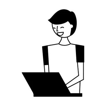 Young man using laptop Stock Illustration
