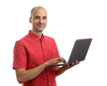Young man using a laptop Stock Photos