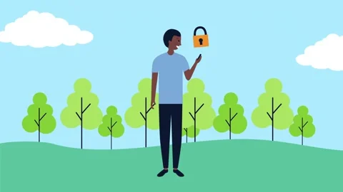 Young man using a mobile phone to unlock a secure digital platform in a sce.. Stock Footage 339049275