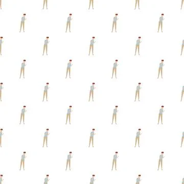 Young man using phone seamless pattern background Stock Illustration