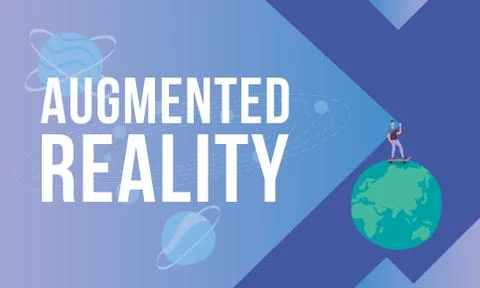 Young man using reality virtual tech 스톡 일러스트