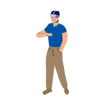 Young man using reality virtual tech Stock Illustration