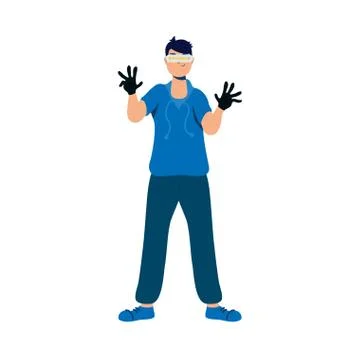 Young man using reality virtual tech Illustrazione stock