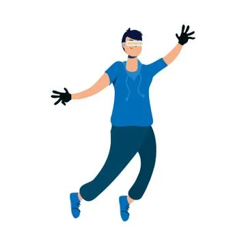 Young man using reality virtual tech Illustrazione stock