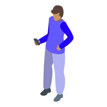 Young man using smartphone, browsing internet, chatting online, playing mob.. 스톡 일러스트