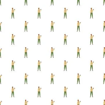 Young man using a smartphone holding a beverage pattern Stock Illustration
