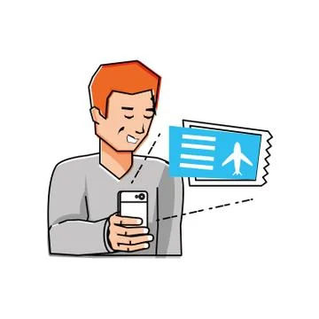 Young man using smartphone Illustrazione stock