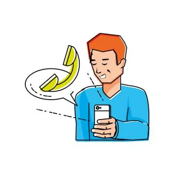 Young man using smartphone Illustrazione stock
