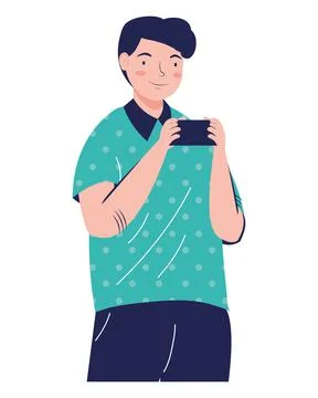 Young man using smartphone Stock Illustration