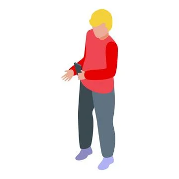 Young man using smartphone, mobile phone communication technology Stockillustratie