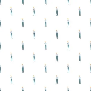 Young man using smartphone repeat pattern background Stock Illustration
