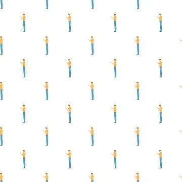 Young man using smartphone seamless pattern background Stock Illustration