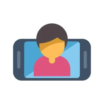 Young man using smartphone for video call or conference app Stock Illustration