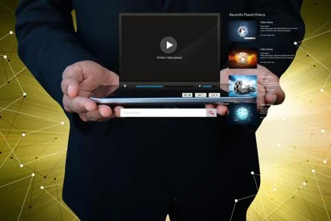 Young man using a tablet computer Stock Illustration