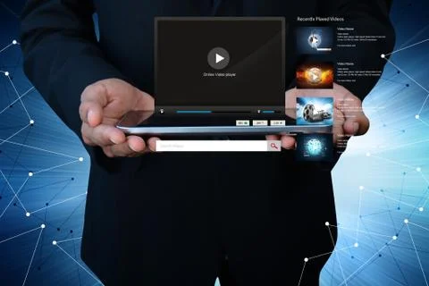 Young man using a tablet computer Stock Illustration