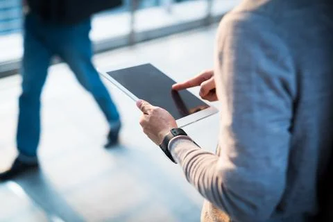 Young man using tablet Stock Photos