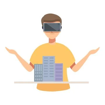 Young man using virtual reality in urban planning Stock Illustration