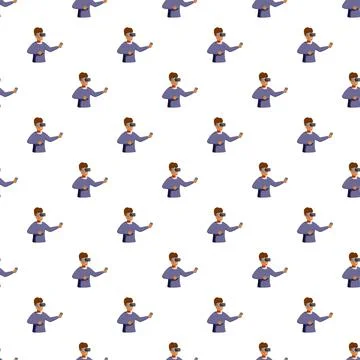 Young man using vr headset gaming pattern Stock Illustration