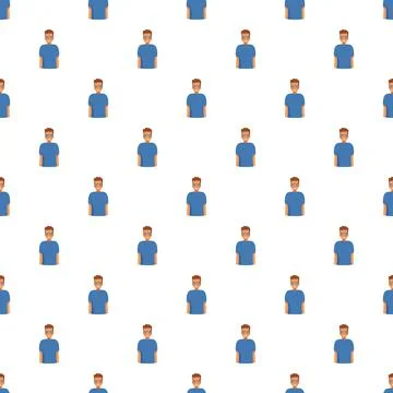 Young man using vr headset seamless pattern Stock Illustration