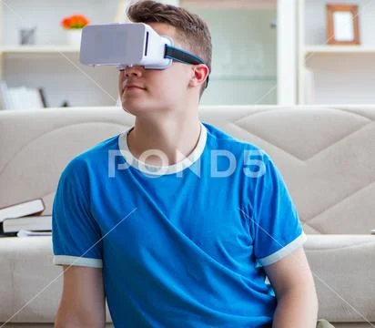 Young man with virtual glasses Stock Photos