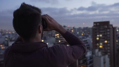 Young man with virtual reality headset Stock Footage 106317099