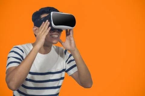 Young man with virtual reality headset. Foto stock