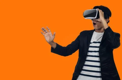 Young man with virtual reality headset. Foto stock