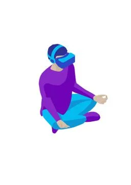 Young man with VR headset. Isometric Illustration Illustrazione stock