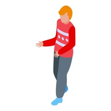 Young man walking and gesturing isometric illustration 스톡 일러스트